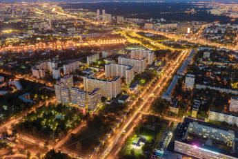 Панорама ночной Москвы со смотровой площадки Останкино